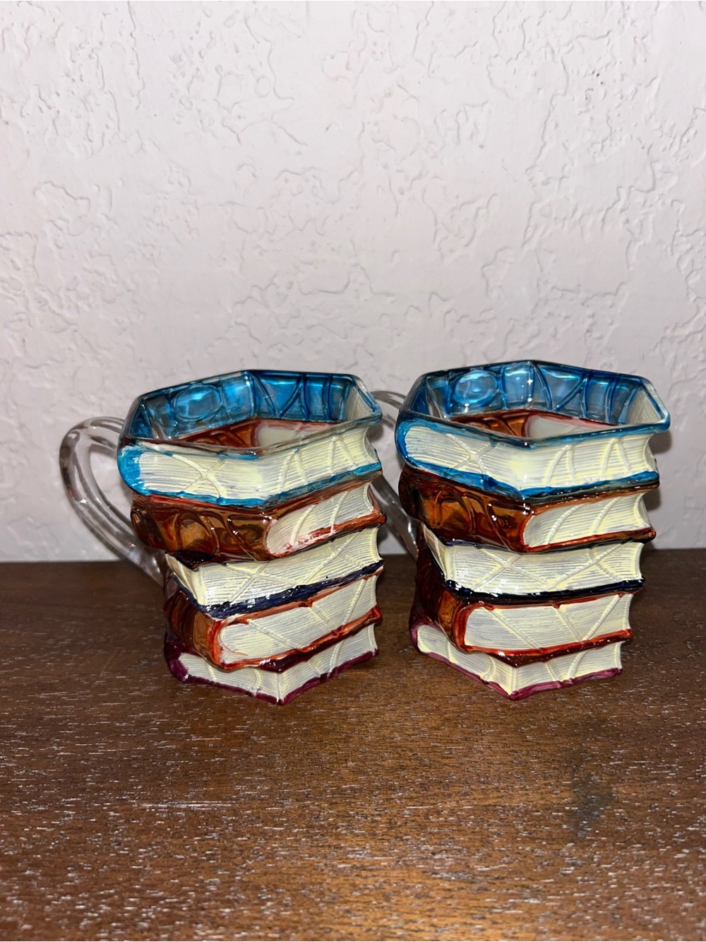 3-D Painted Books Glass Cup Mug (Set of 2)